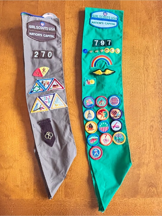 Girl Scouts Other - Vintage 1980s Girl Scout Brownies Sash Badges Patches Pins Felt Nations Capital